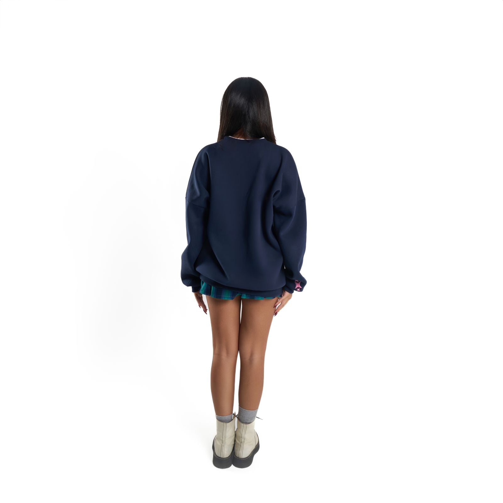 Double-layered Navy Blue crewneck